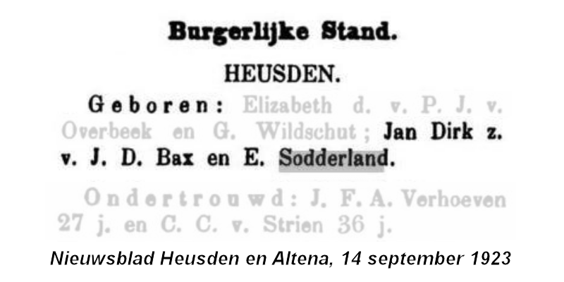 1923 BS geb ber Jan Dirk zv JD Bax - E Sodderland